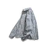 Men Shacket Long Sleeve Autumn Shirt Autumn Irregular Striped Casual Shirt