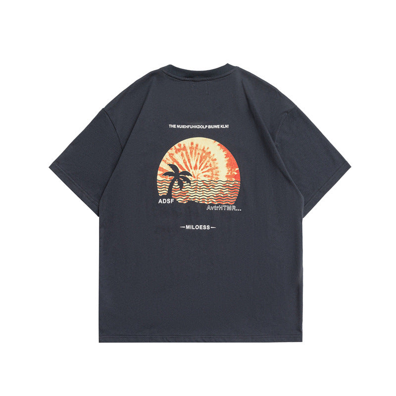 2022 Summer Man T Shirt Printed round Neck Loose