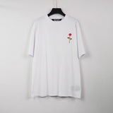 Palm Angels Rose Printed round Neck T-shirt Men and Women Loose Short Sleeve