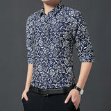 Men Shirt Fashion Slim Fit Shirt Short Sleeve Shirt Large Size Casual Top Spring Printed Shirt Men Casual Slim-Fit Shirt Men's Fashion Wear