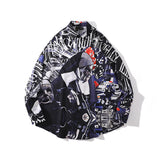 Men Fall Outfits Long Sleeve Shirt Hip Hop Loose Casual Shirt