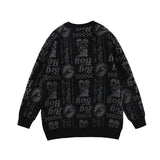 Men Fall Outfits Retro Alphabet Knitwear Autumn and Winter Leisure Couple Sweater