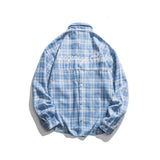 Men Shacket Long Sleeve Autumn Shirt Autumn Loose Fashion Color Contrast Stitching Casual Plaid Shirt