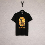 A Ape Print T Shirt Spring and Summer Ape Head Joint Name Jesus Survival Chicken Couple Short Sleeve T-shirt