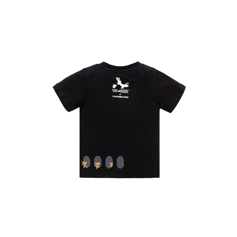 A Ape Print for Kids T Shirt Children's Short-Sleeved T-shirt Stitching Hip Hop Men and Women