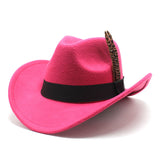 Wester Hats Spring and Autumn Feather Woolen Hat Fedora Hat Sun Hat