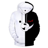 Split Hoodie Demons and Angels Danganronpa Black and White Bear Printed Zipper