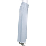 100 Cotton Jeans Women High Waist Loose Wide Legs Women's Frayed Stitching Jeans