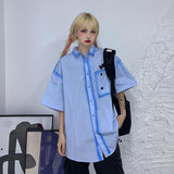Harajuku Clothing Men's Casual Shirts Summer Loose Men's Short-Sleeve Shirt Casual Tup Cardigan