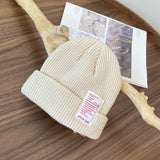 Mens Beanies Knitted Hat Candy Color Woolen Cap Autumn and Winter Patch Letters Skullcap