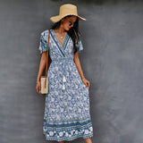 Russian Style Dress Spring/Summer V-neck Bohemian Dress