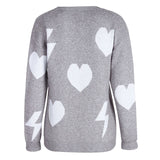 Valentine 'S Day Outfits Autumn And Winter Sleeve Love Lightning Round Neck Sweater