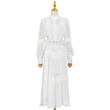 Green Fairycore Dress Pastoral Princess Dress Autumn French Style Vintage Single-Breasted Stitching Solid Color Waist Tight Long Dress