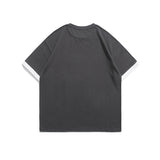 Men T Shirt Summer Casual Tops Men's Clothes Summer Wear Vintage Men's round Neck Short Sleeve Casual Loose Letter Print Fake Two Pieces