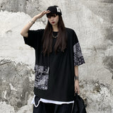 Harajuku Clothing Men's Tshirt Classic Retro Shirts Summer Retro Patchwork Workwear Short Sleeve T-shirt Men and Women