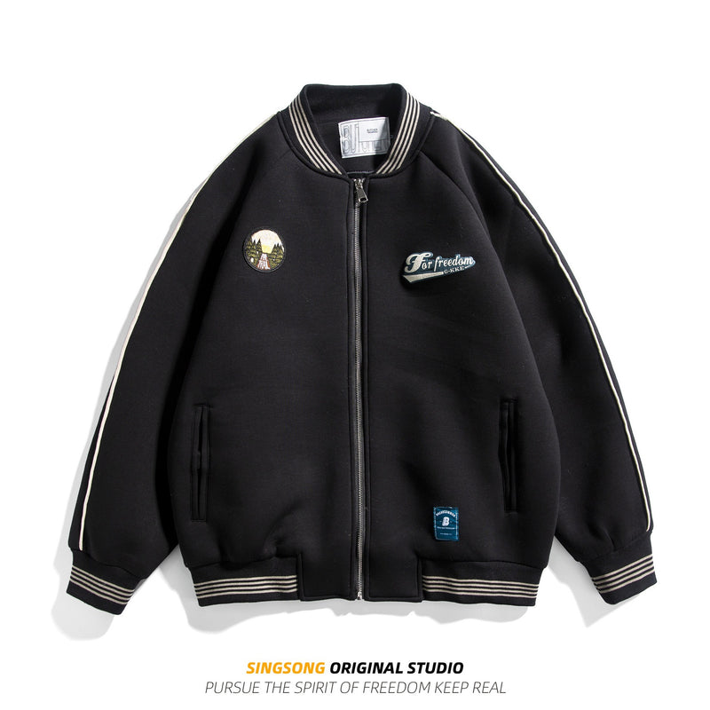 Varsity Jacket for Men Baseball Jackets Men's Street Fashion Retro Baseball Uniform Baggy Coat