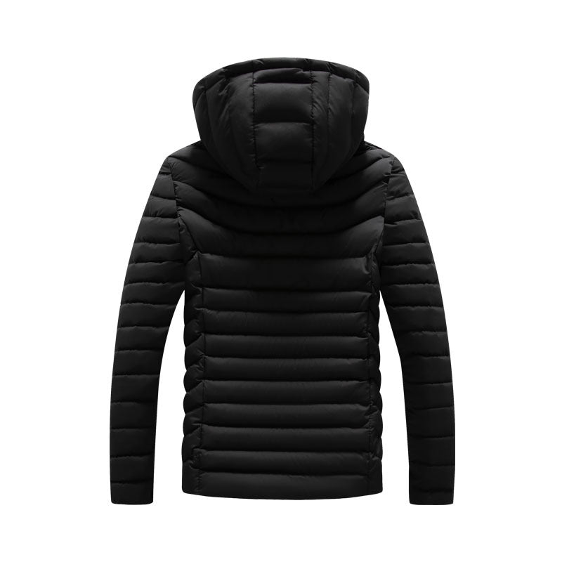 Doudoune Winter Coat Men's Slim-Fit Fleece-Lined Youth Fashion Casual Cotton-Padded Jacket Warm Hooded Thickened Cotton Coat Jacket
