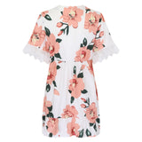 Russian Style Dress V-neck Printed Lace Stitching Lace Cool Dress