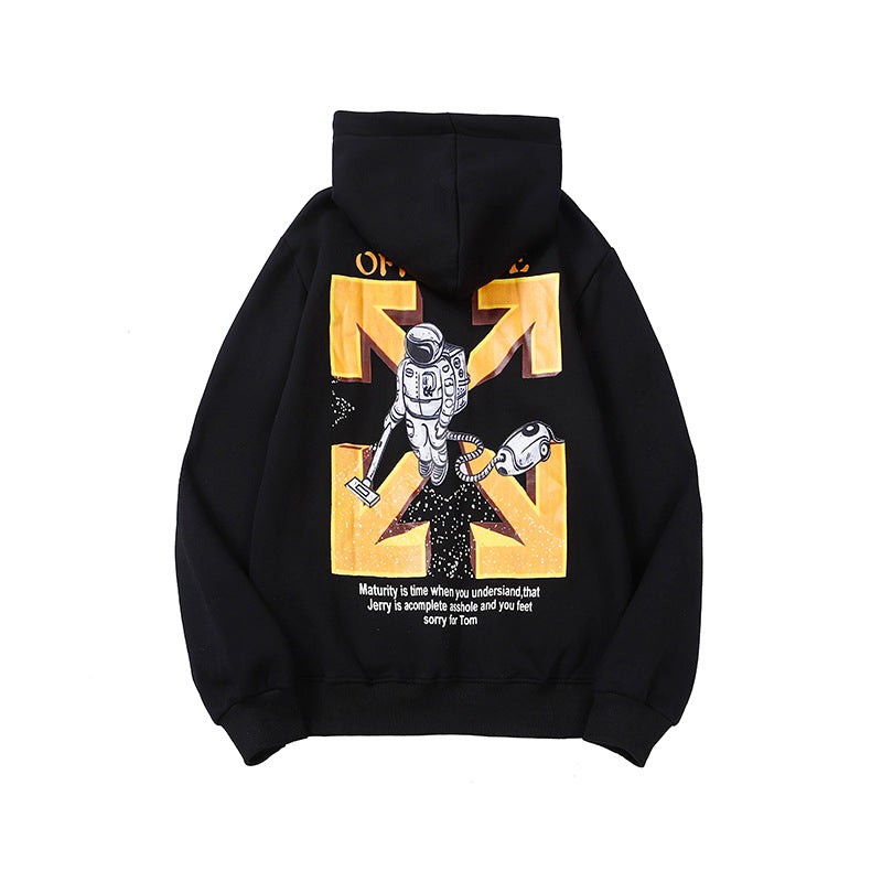 Autumn And Winter Astronaut Vacuum Cleaner Velvet Padded Hooded Sweatshirt Men And Women Same Style