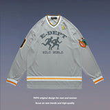 Mens Fall Outfits Vintage Baseball Collar V-neck Long Sleeve T-shirt for Men and Women