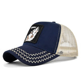 Wolf Print Cap Animal Embroidered Baseball Cap Patch Wolf Embroidered Peaked Cap Mesh Fitted Cap