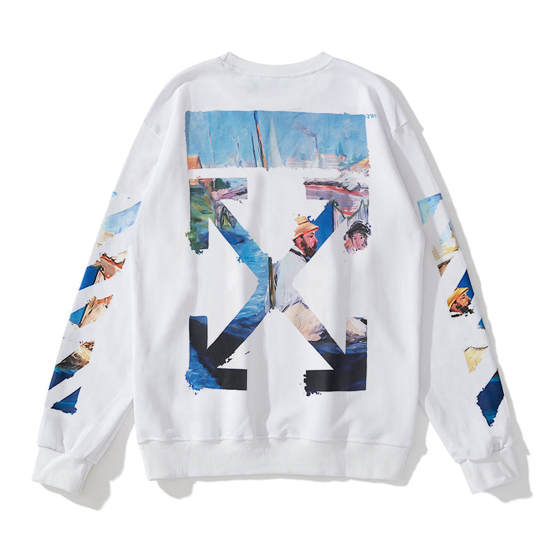 Autumn And Winter Head Graffiti Round Neck Sweater Loose
