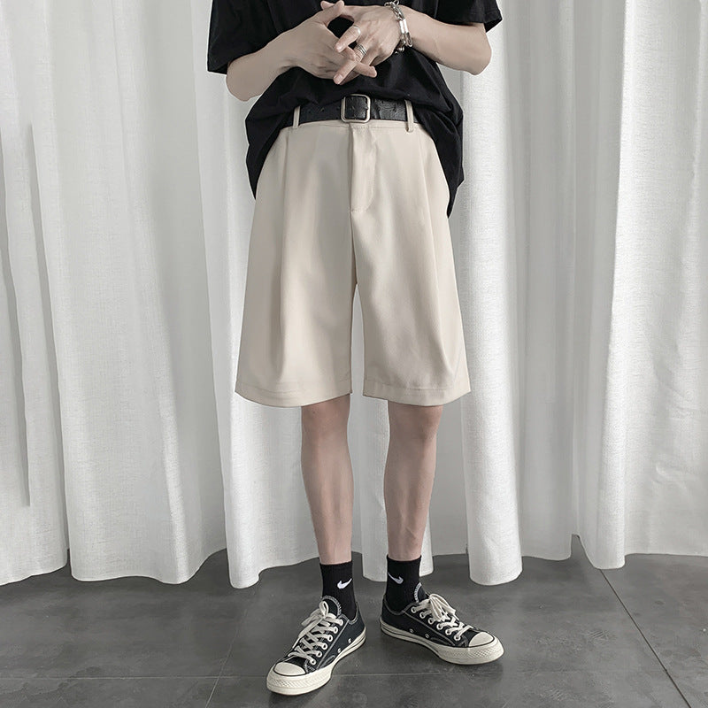 Men Bermuda Shorts Summer Men's Straight Loose Suit Shorts Casual Cropped Pants Men