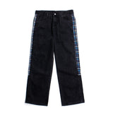 Harajuku Clothing Men Classic Retro Pants Straight Leg Pant Summer Vintage Straight-Leg Pants Jeans Plaid Stitching