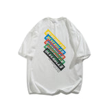 Men T Shirt Summer Casual Tops Men's Clothes Summer Wear Vintage Men's round Neck Short Sleeve Casual Loose Letter Color-Striped Printing
