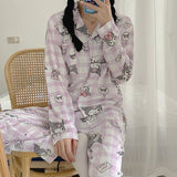 Kuromi Pajama Set Pajamas Two-Piece Set Women's Spring and Autumn Long-Sleeved Trousers Homewear Suit