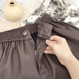 Leather Shorts High Waist Leather Shorts Women Fall and Winter Outer Wear Wide Leg Leisure PU Leather Boot Pants