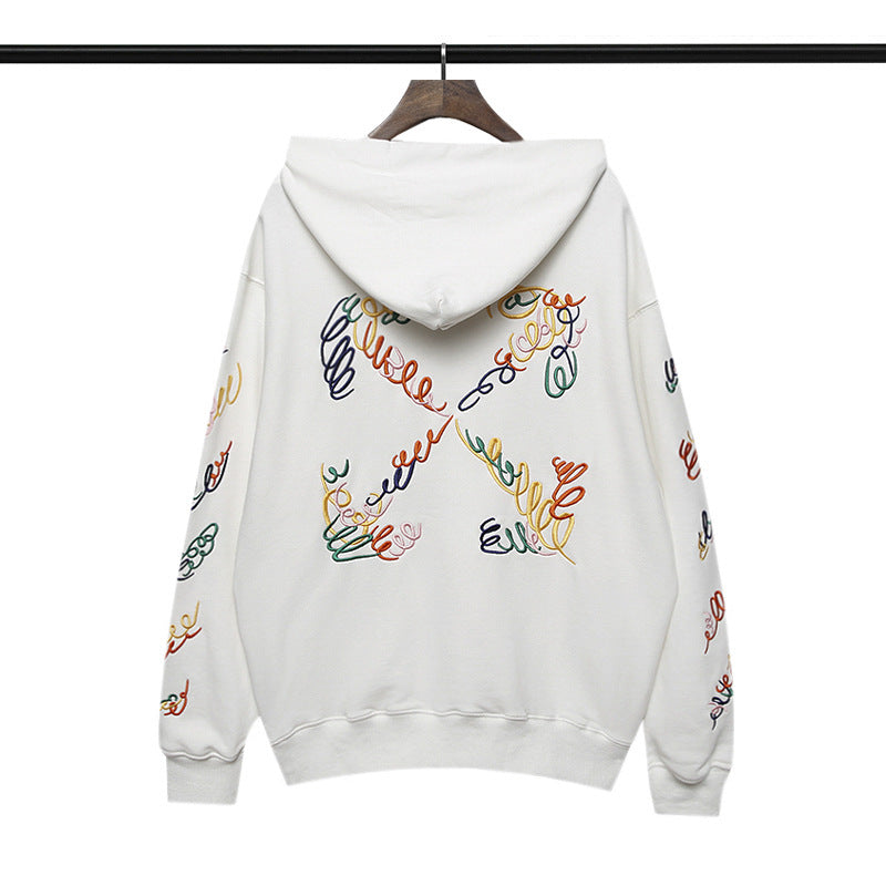 Autumn And Winter Letter Embroidered Hooded Sweater