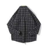 Men Shacket Long Sleeve Autumn Shirt Fall Lapels Cardigan Plaid Shirt for Men
