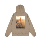 Fog Essentials Hoodie Autumn and Winter New York City Architecture Limited Sunset Edition Velvet Padded Hooded Sweatshirt
