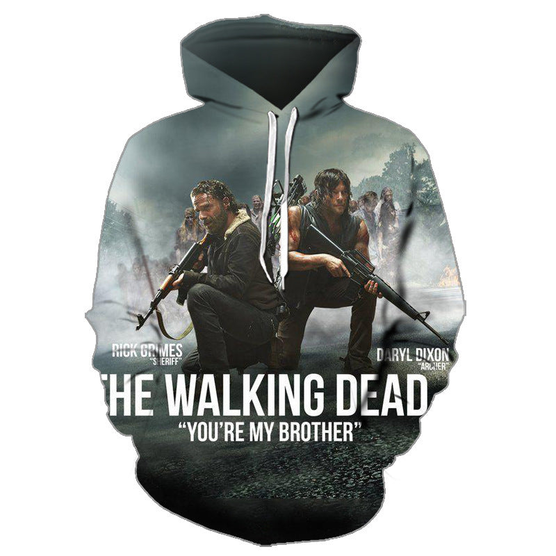 The Walking Dead Clothes Spring and Autumn 3D Digital Printing Personal Leisure Men's Long-Sleeved Hooded Sweater