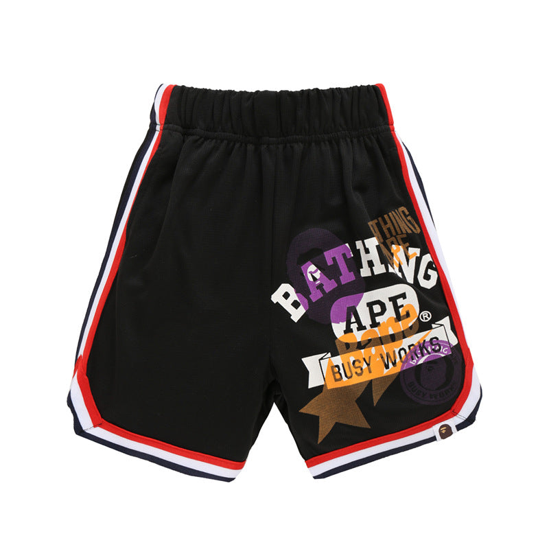 A Ape Print For Kids Shorts Summer BAPE Letter Lightning Pattern Men And Women Children 'S Casual Shorts