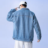 Men's Spring Denim Jacket Loose plus Size Top Retro Lapels Casual Jacket Men Denim Jacket