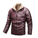 Hand Painted Leather Jackets Leather Coat Winter Leather Coat Lambswool Thickened Biker's Leather Jacket