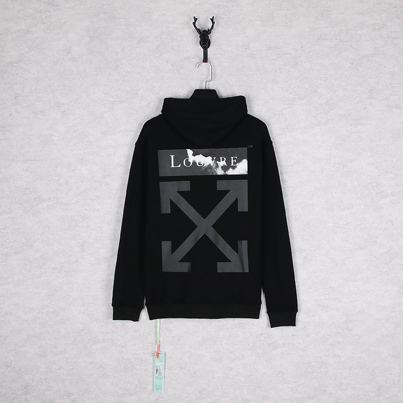 Autumn And Winter Sky White Clouds Black And White Arrow Hooded Sweater For Men And Women
