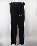 Palm Angels Velvet White Striped Side Zipper Sports Casual Pants Couple