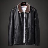 80's Leather Jacket Autumn and Winter Leather Men's Motorcycle Handsome Fleece Padded Coat Men