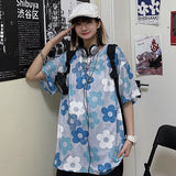 Harajuku Clothing Men's Tshirt Classic Retro Shirts Summer Flower Print Loose Short Sleeve T-shirt Men and Women Casual Tops