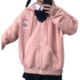 Kuromi Zip up Hoodie Loose Zip Hooded Pocket Coat Top