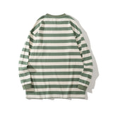 Men Fall Outfits Round Neck Long Sleeve T-shirt Spring and Autumn Stripes Bottoming Shirt