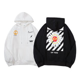 Autumn And Winter Joint Name Lightning Small Chrysanthemum Velvet Padded Hooded Sweatshirt Men And Women Same Style