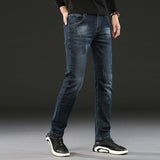 Man Spring Summer Jeans Spring Slim-Fitting Stretch Blue Black Straight Jeans Men's Jeans