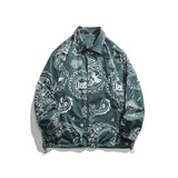 Men Shacket Long Sleeve Autumn Shirt Autumn Paisley Jacket Wear on Both Sides Turn-down Collar Coat