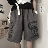 Harajuku Clothes Men's Casual Shorts Summer Printed Pants Men's and Women's Casual Pants Straight Wide Leg