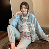 Pearl Jean Jacket Autumn Coat Women's Fashion Loose Spring and Autumn Tops