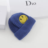 Mens Beanies Woolen Cap Women's Autumn and Winter Smiley Face Logo Knitted Hat Casual Skullcap